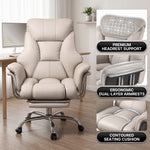 Office chair headrest support with dual-layer armrests and contoured seat cushion