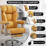 Office chair headrest support with dual-layer armrests and contoured seat cushion