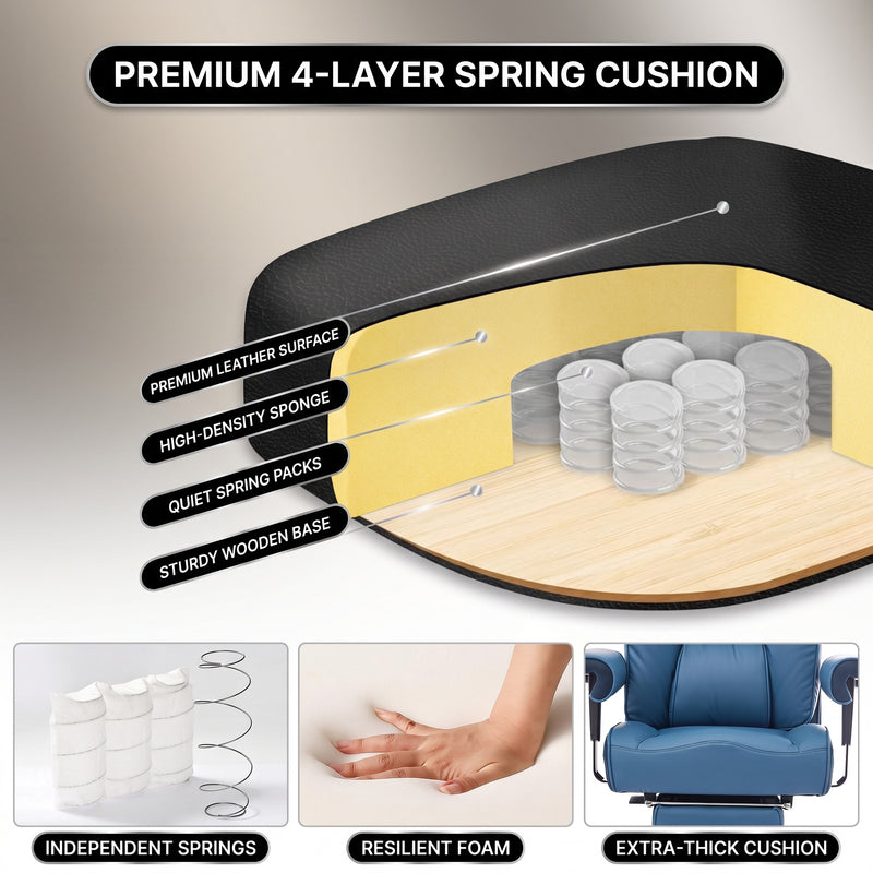 Reinforced metal base with smooth rolling casters on the big and tall office chair