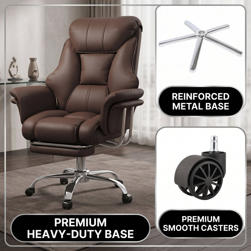 Reinforced metal base with smooth rolling casters on the big and tall office chair