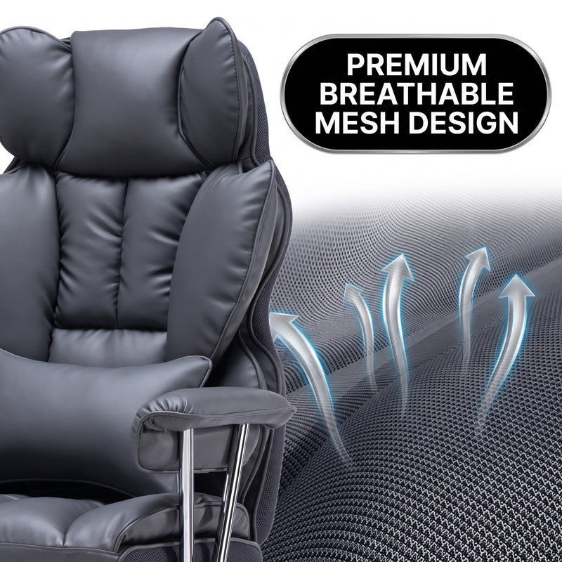Reinforced metal base with smooth rolling casters on the big and tall office chair