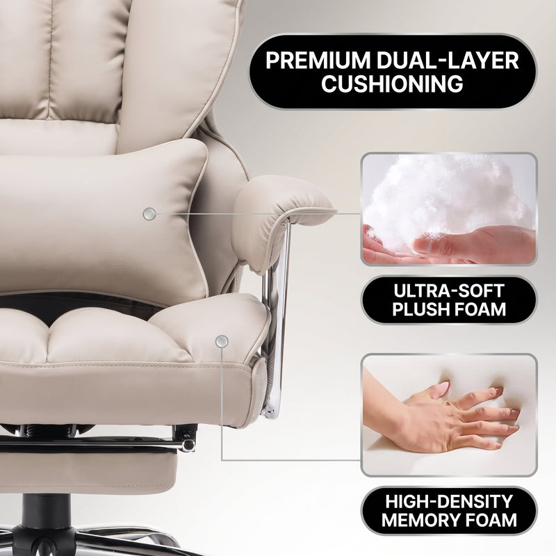 Reinforced metal base with smooth rolling casters on the big and tall office chair