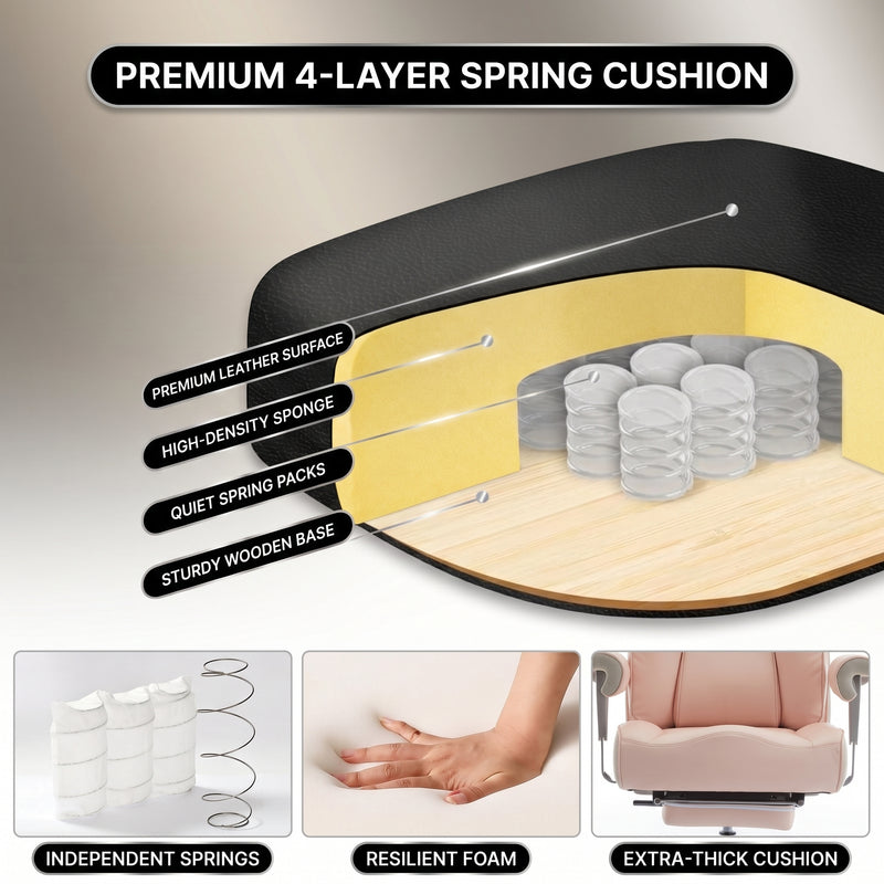 Reinforced metal base with smooth rolling casters on the big and tall office chair