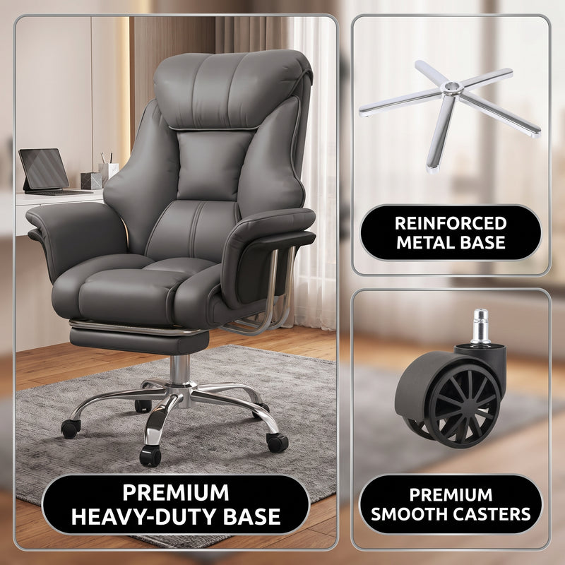 Reinforced metal base with smooth rolling casters on the big and tall office chair