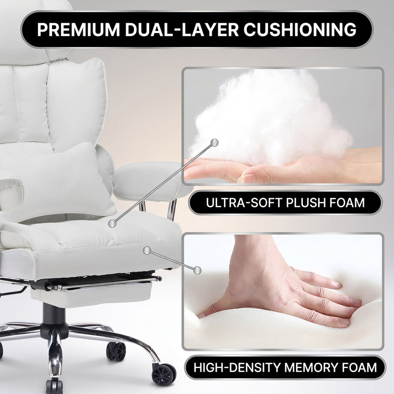 Reinforced metal base with smooth rolling casters on the big and tall office chair