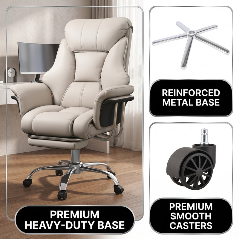 Reinforced metal base with smooth rolling casters on the big and tall office chair