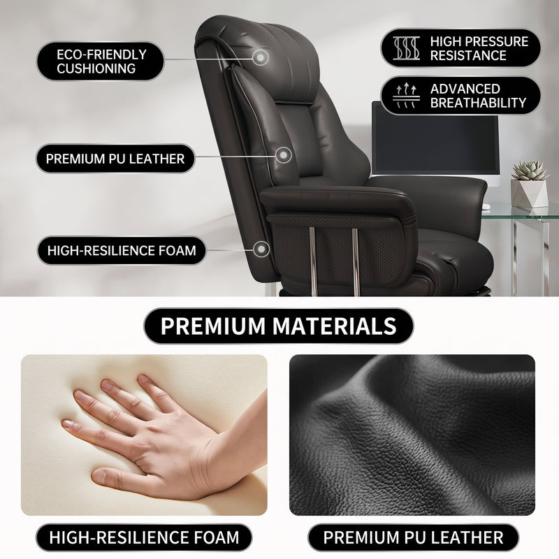 Premium PU leather and high-resilience foam materials of the office chair