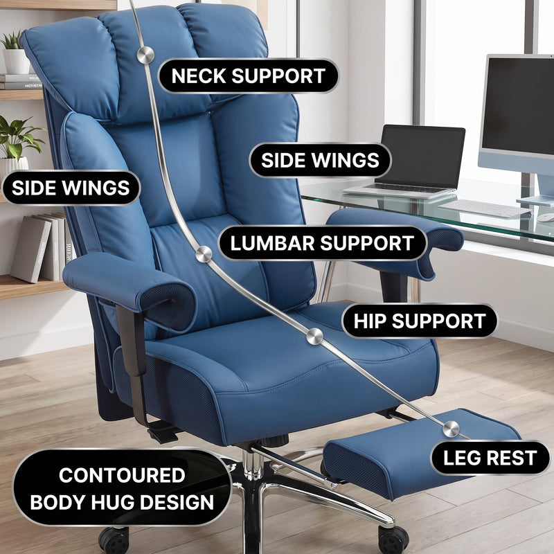 Premium PU leather and high-resilience foam materials of the office chair