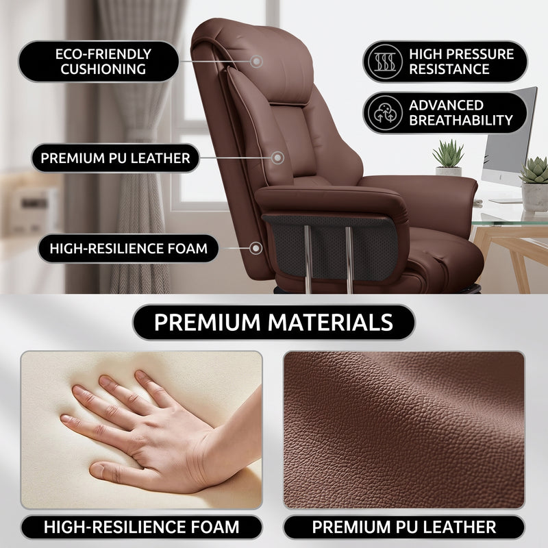 Premium PU leather and high-resilience foam materials of the office chair