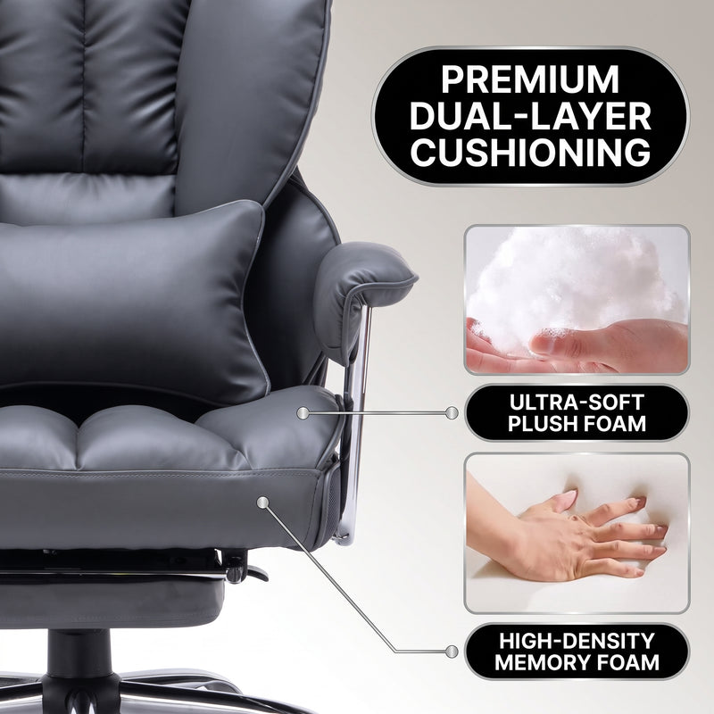 Premium PU leather and high-resilience foam materials of the office chair