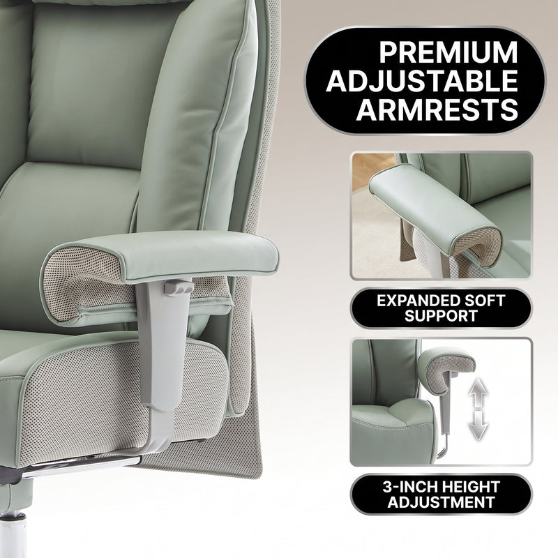 Premium PU leather and high-resilience foam materials of the office chair