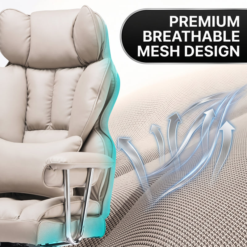 Premium PU leather and high-resilience foam materials of the office chair