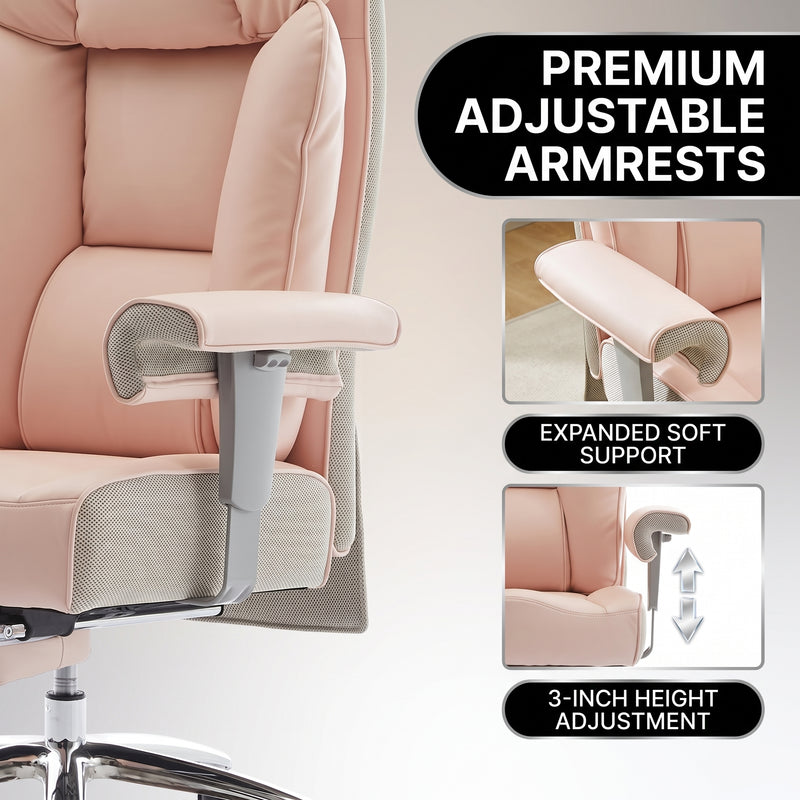 Premium PU leather and high-resilience foam materials of the office chair