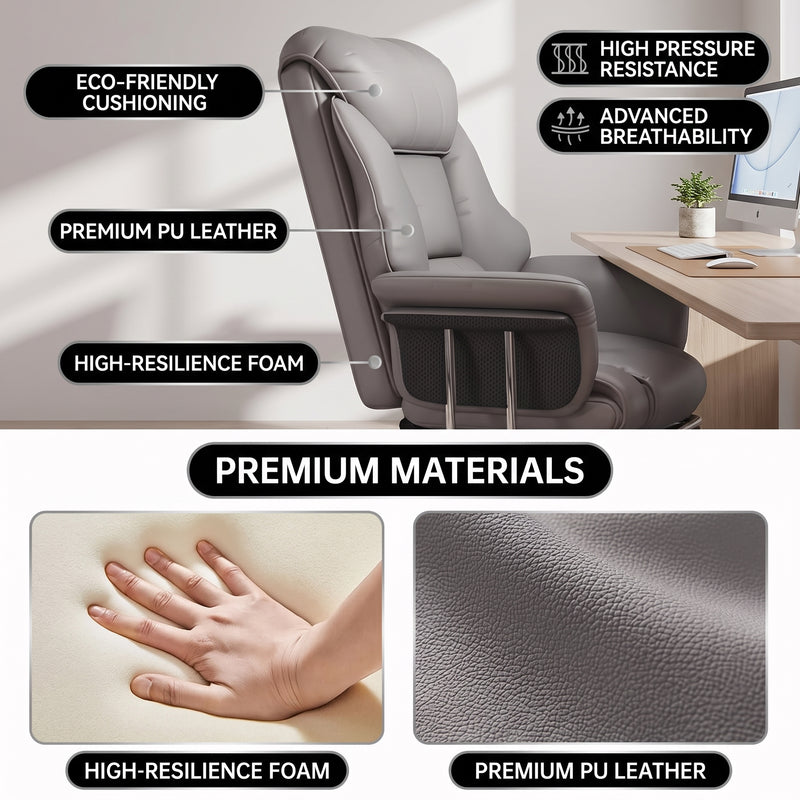 Premium PU leather and high-resilience foam materials of the office chair