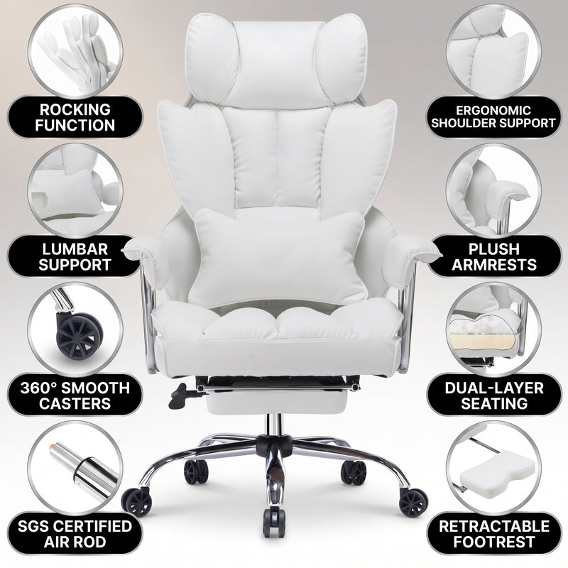 Premium PU leather and high-resilience foam materials of the office chair