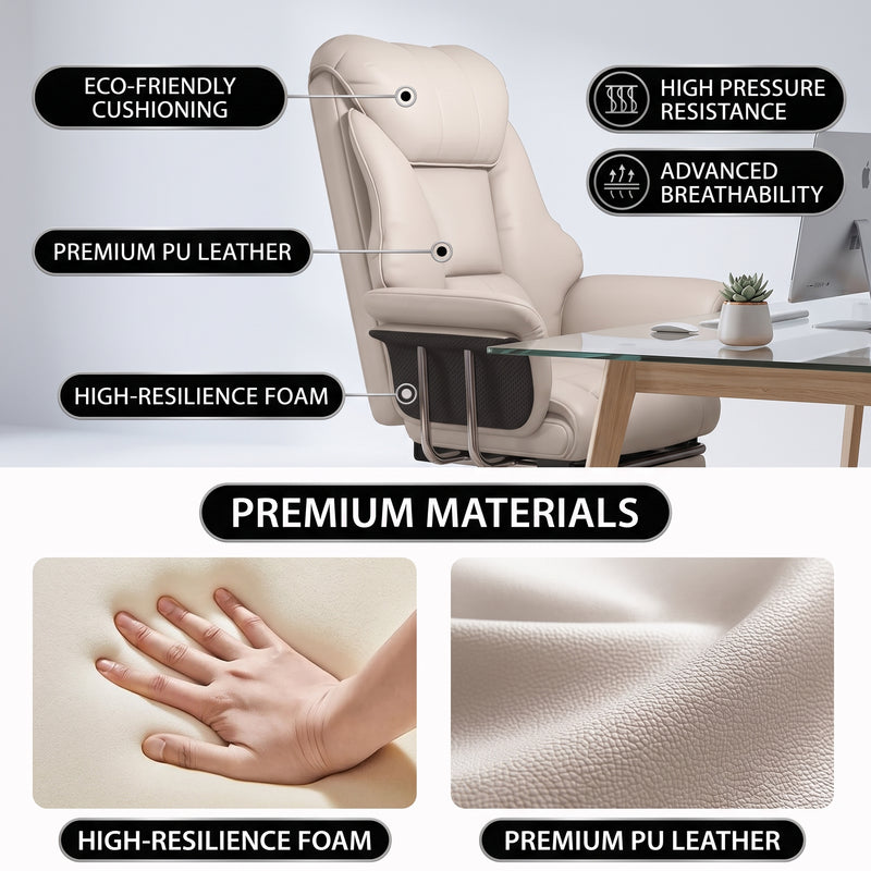 Premium PU leather and high-resilience foam materials of the office chair