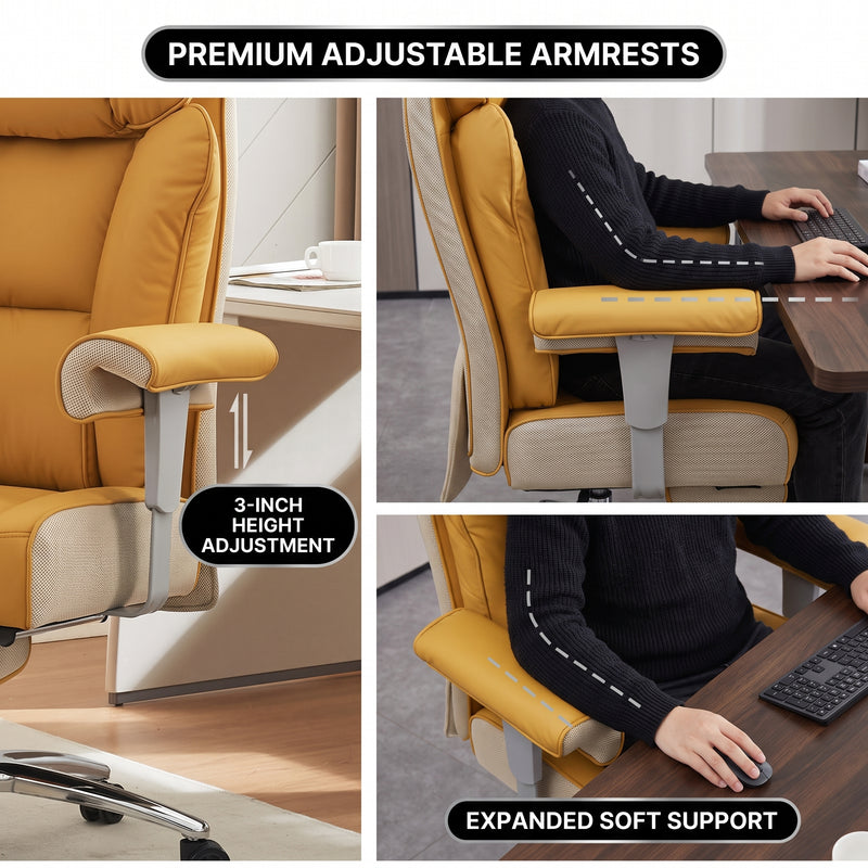 Premium PU leather and high-resilience foam materials of the office chair