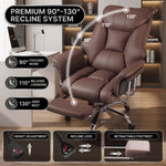 Big and tall office chair reclining from 90 to 130 degrees with footrest extended