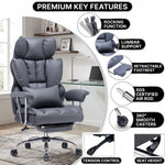 Big and tall office chair reclining from 90 to 130 degrees with footrest extended