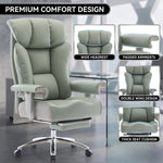 Big and tall office chair reclining from 90 to 130 degrees with footrest extended