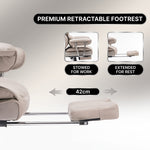 Big and tall office chair reclining from 90 to 130 degrees with footrest extended