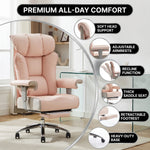 Big and tall office chair reclining from 90 to 130 degrees with footrest extended