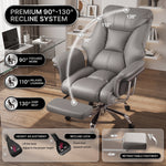 Big and tall office chair reclining from 90 to 130 degrees with footrest extended