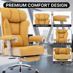 Big and tall office chair reclining from 90 to 130 degrees with footrest extended