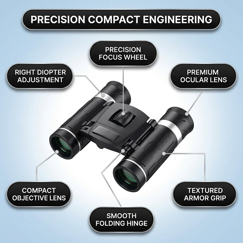 Close-up of 50mm FMC-coated objective lens on high-powered binoculars