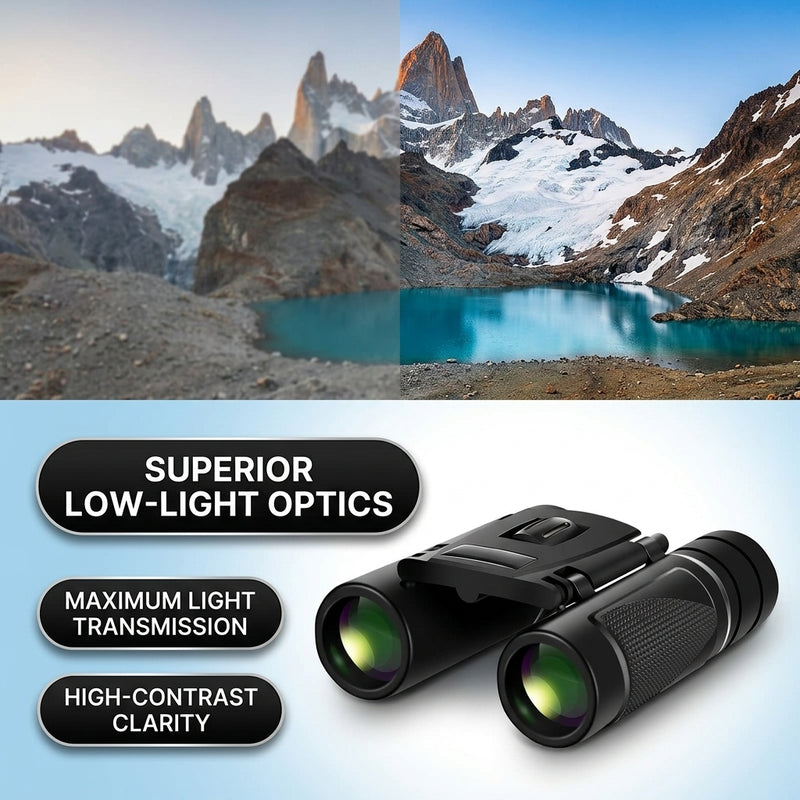 Close-up of 18mm wide eyepiece on high-powered binoculars with 10-180X zoom