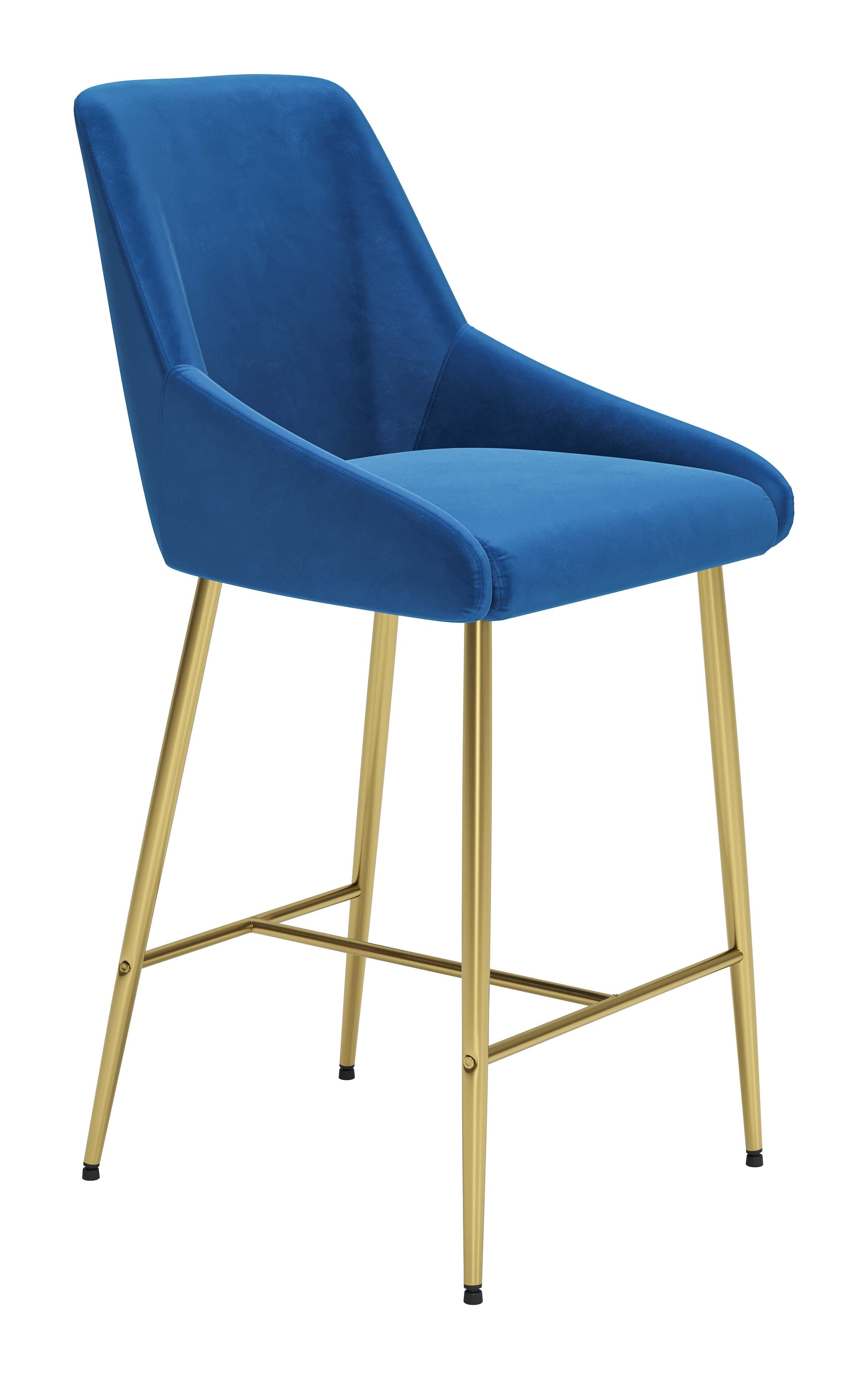 Madelaine Counter Stool Navy Blue & Gold