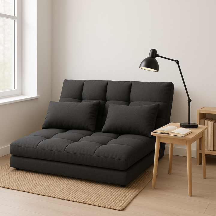 Compact Gray Convertible Sleeper Loveseat with Toss Pillows – The Ultimate Space-Saving Investment