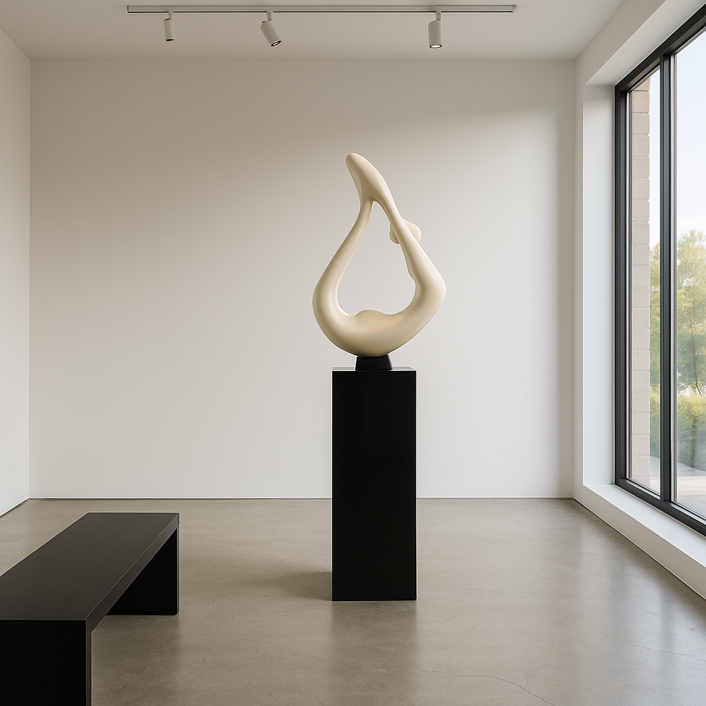 Exclusive Yoga White Sculpture with Black Base - Premium 59" Floor Art Collection