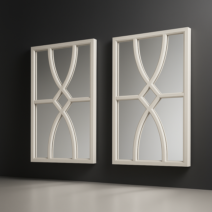 Set of Two White Wood Framed Accent Mirror