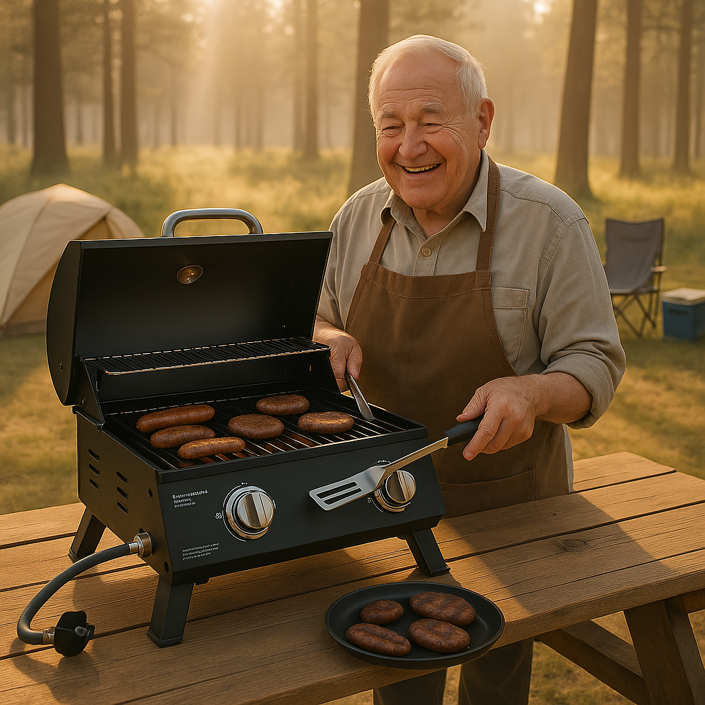 Professional Dual-Burner Portable Gas Grill with Advanced Temperature Control System