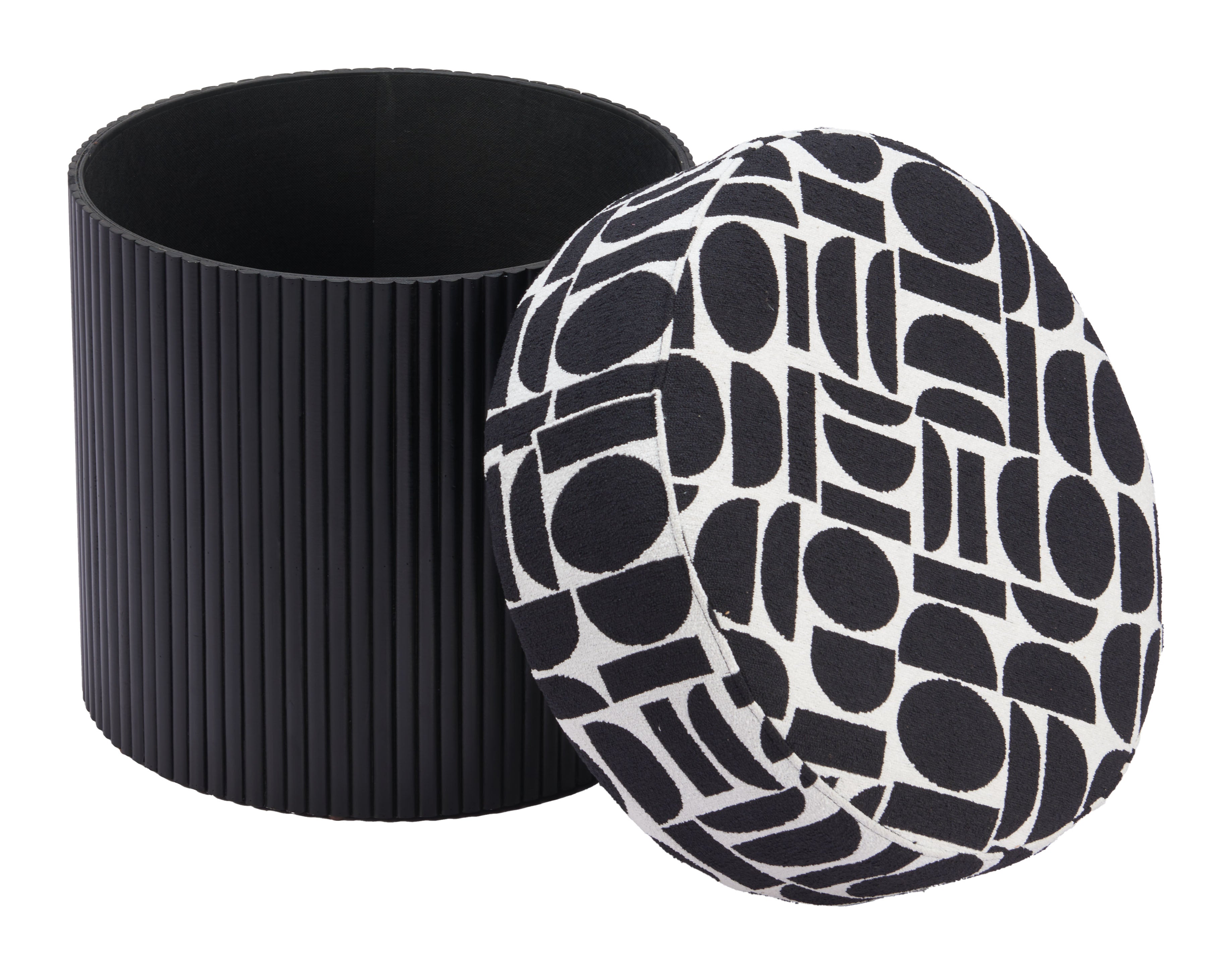 Boto Storage Ottoman Black & White