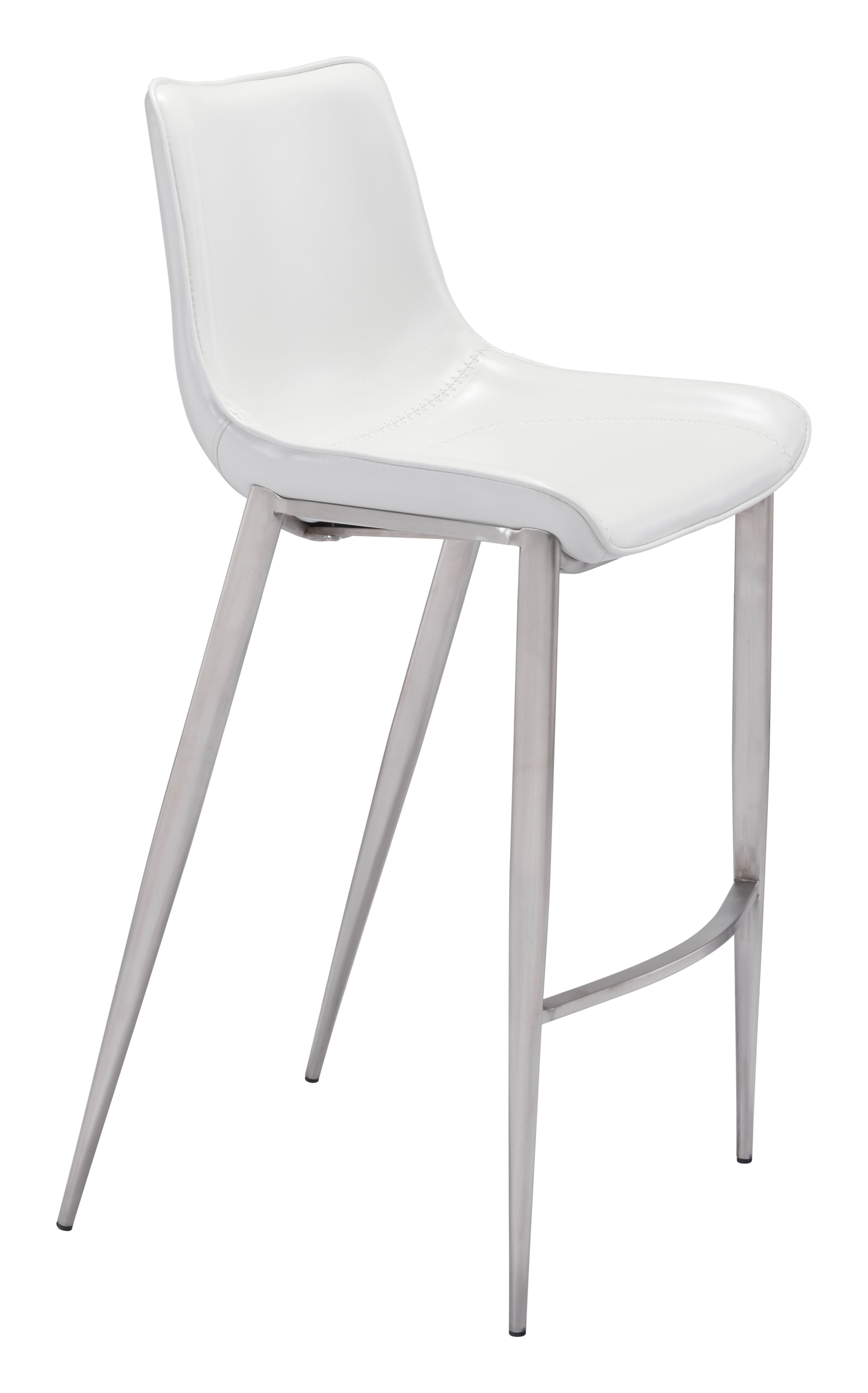 Magnus Barstool White & Silver