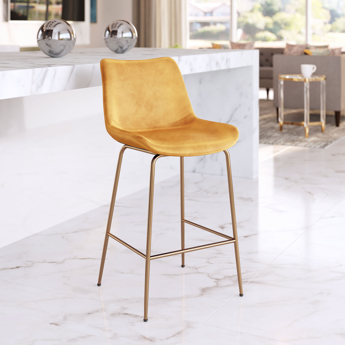 Tony Counter Stool Yellow & Gold