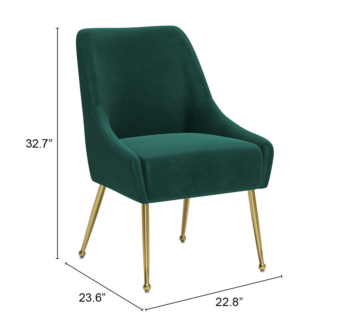 Maxine Dining Chair Green & Gold