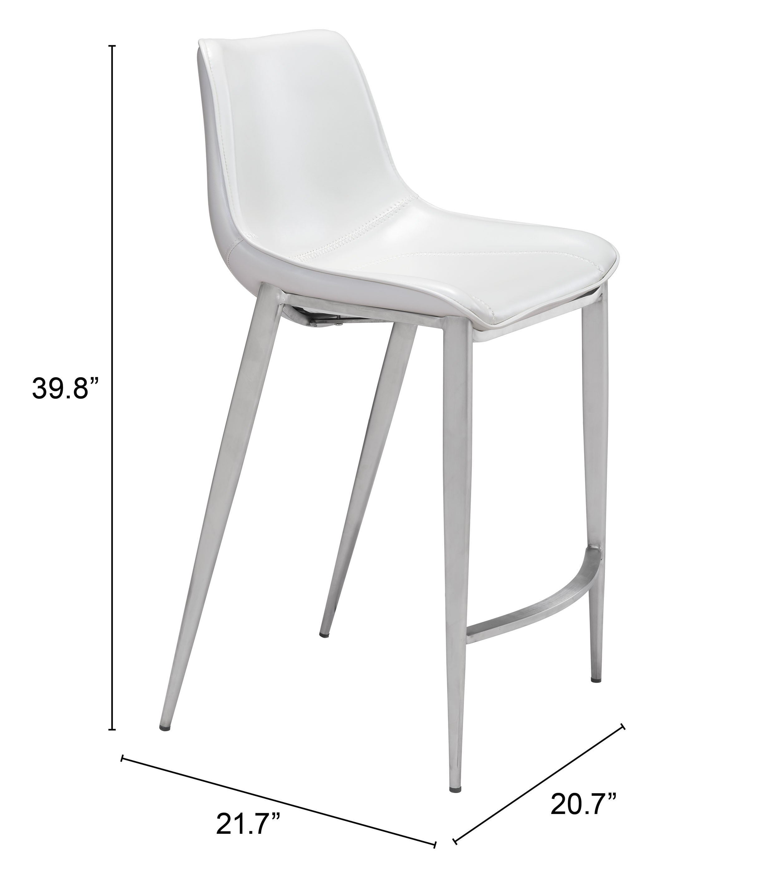 Magnus Counter Stool White & Silver