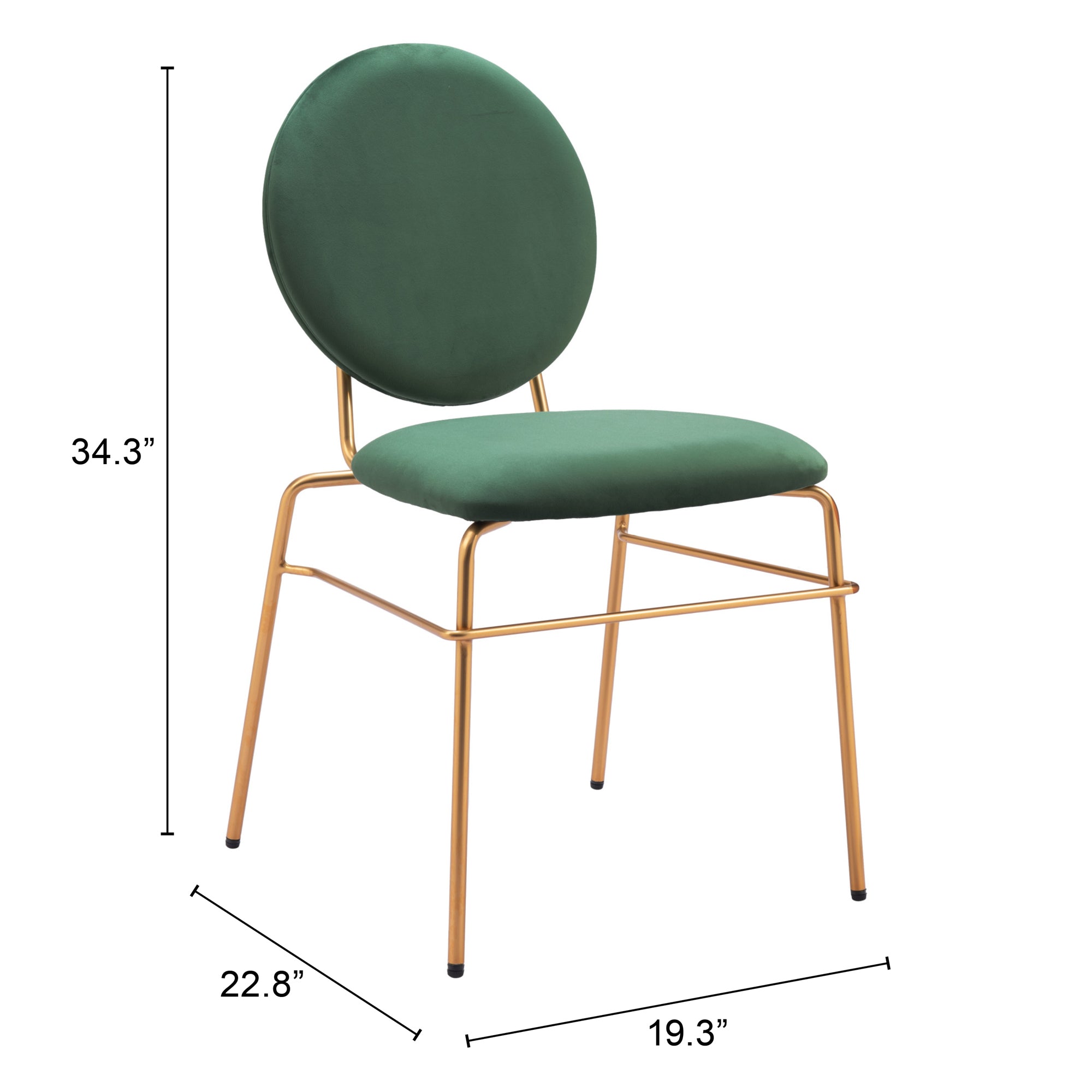 Odessa Dining Chair (Set of 2) Green & Gold