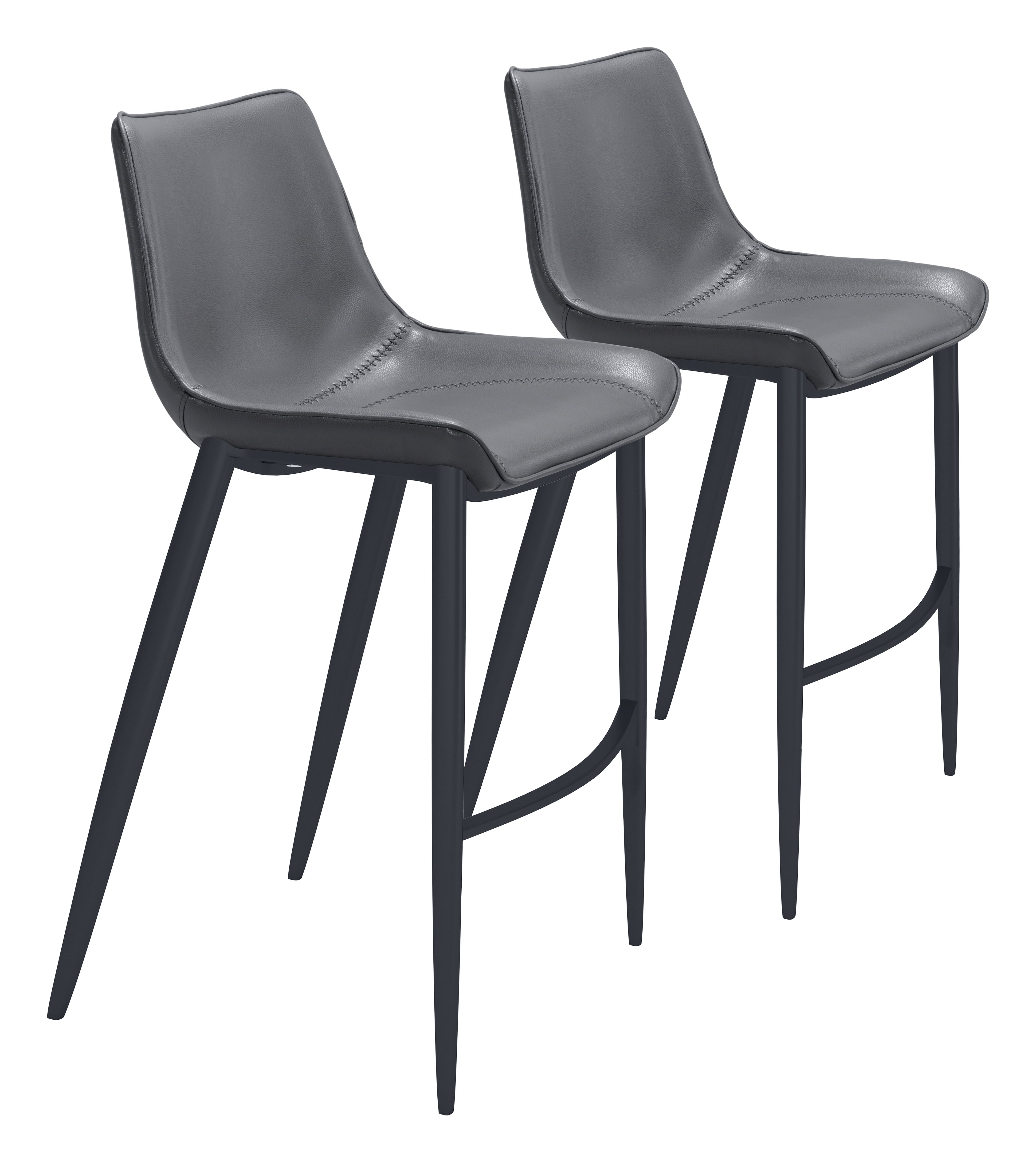 Magnus Barstool (Set of 2) Dark Gray & Black