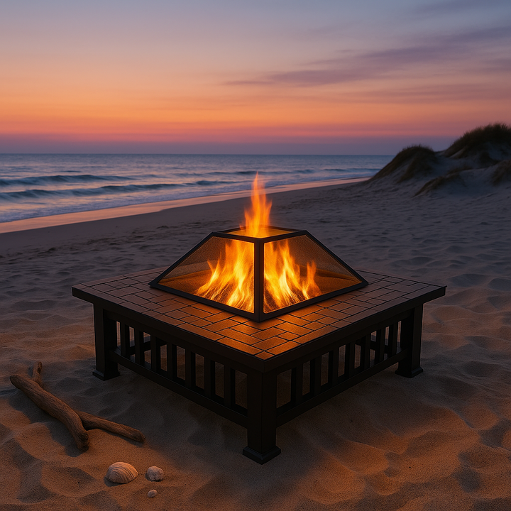 Premium Wood-Burning Fire Pit Table with Complete Accessory Package