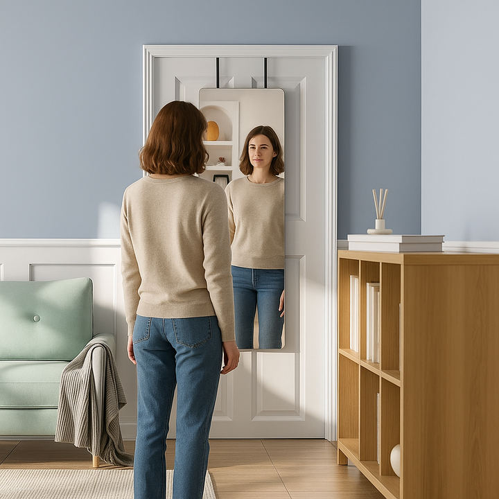 Premium Frameless Mirror Jewelry Armoire: Secure Space-Saving Storage with Dual Mounting Options
