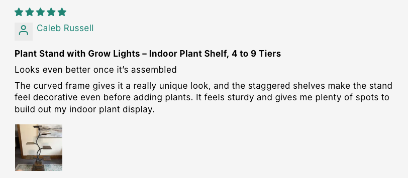 Plant Stand with Grow Lights – Indoor Plant Shelf, 4 to 9 Tiers customer review screenshot 5