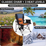 Camping chair storage features: side organizer pocket, drink cup holder and insulated cooler pouch for cold drinks