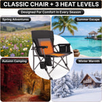 Camping chair storage features: side organizer pocket, drink cup holder and insulated cooler pouch for cold drinks