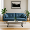 85" Blue Polyester Blend Convertible Futon Sleeper Sofa And Toss Pillows With Silver Legs