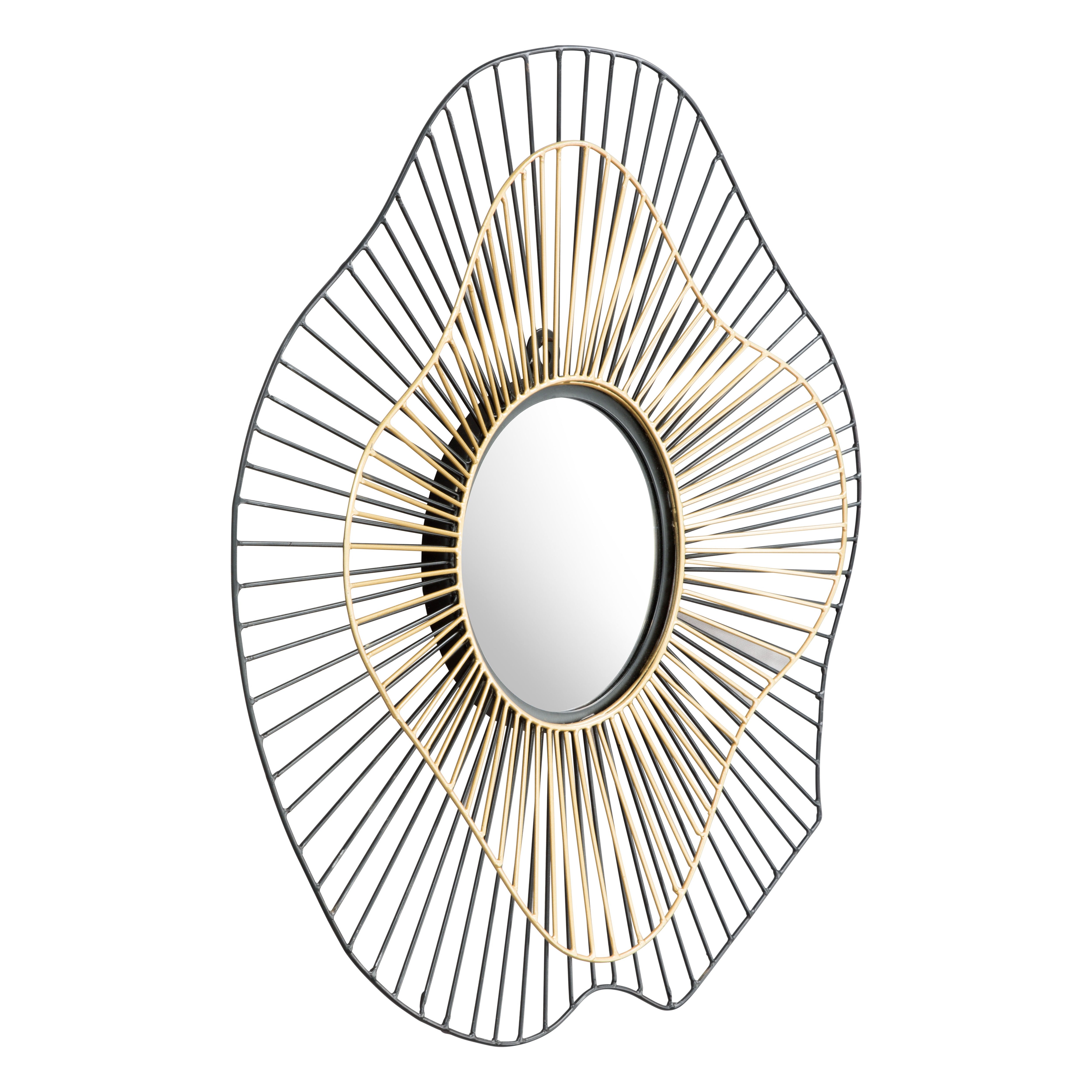 Comet Round Mirror Black & Gold