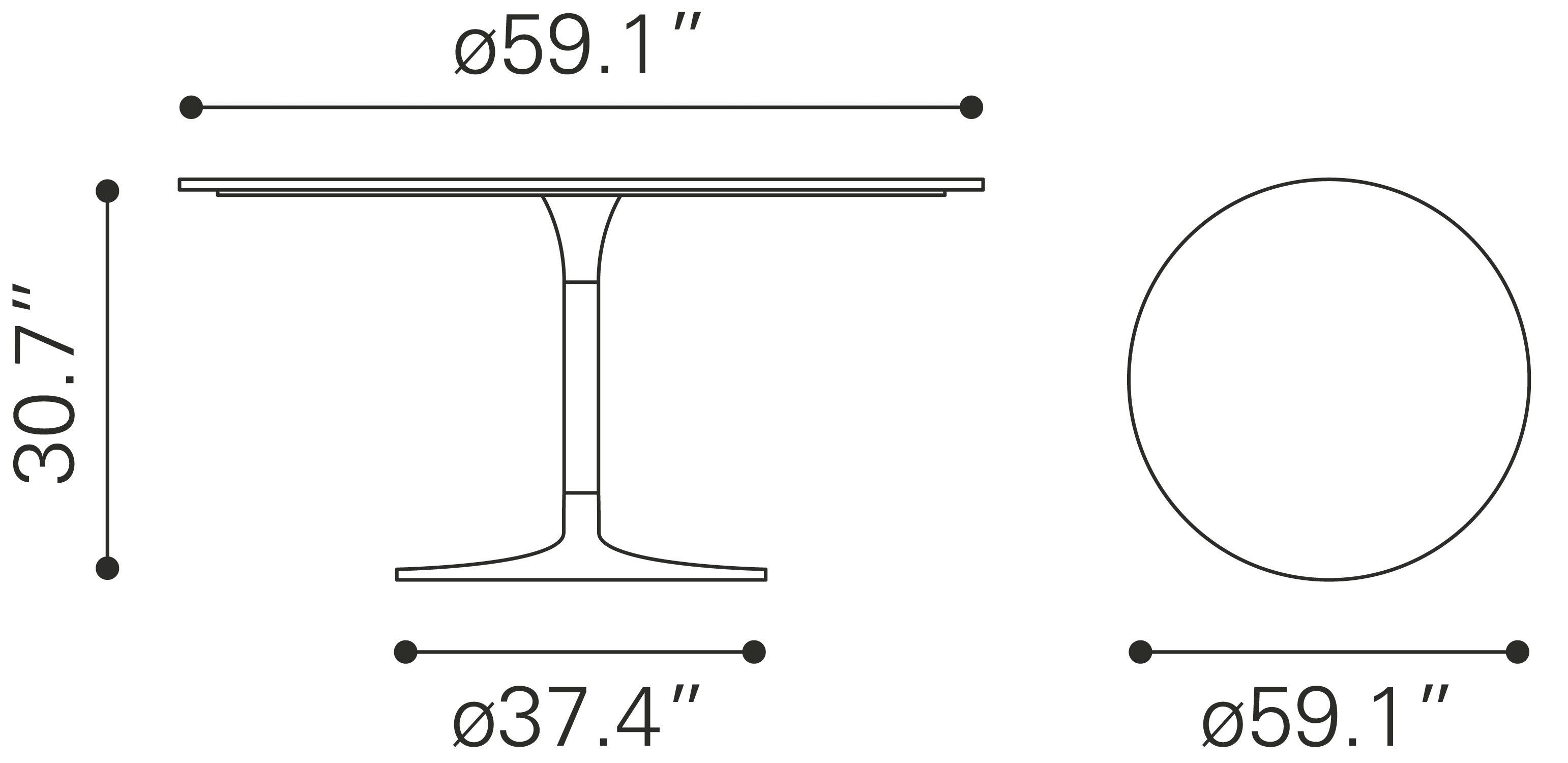 Star City Dining Table (60") Gray & Silver